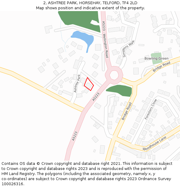 2, ASHTREE PARK, HORSEHAY, TELFORD, TF4 2LD: Location map and indicative extent of plot