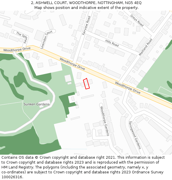 2, ASHWELL COURT, WOODTHORPE, NOTTINGHAM, NG5 4EQ: Location map and indicative extent of plot