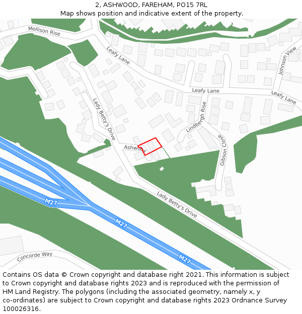 2, ASHWOOD, FAREHAM, PO15 7RL: Location map and indicative extent of plot