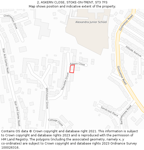 2, ASKERN CLOSE, STOKE-ON-TRENT, ST3 7FS: Location map and indicative extent of plot