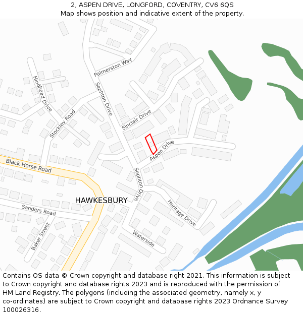 2, ASPEN DRIVE, LONGFORD, COVENTRY, CV6 6QS: Location map and indicative extent of plot