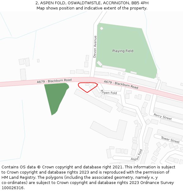2, ASPEN FOLD, OSWALDTWISTLE, ACCRINGTON, BB5 4PH: Location map and indicative extent of plot