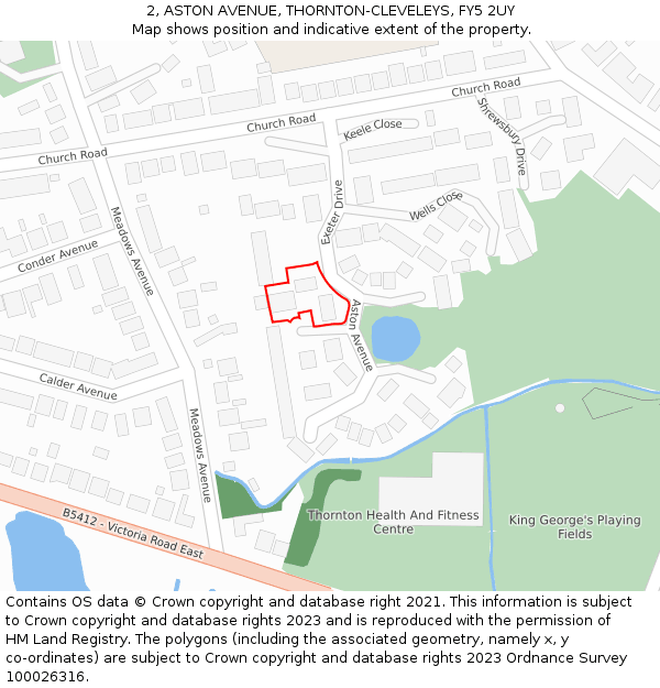 2, ASTON AVENUE, THORNTON-CLEVELEYS, FY5 2UY: Location map and indicative extent of plot