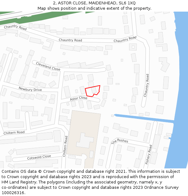 2, ASTOR CLOSE, MAIDENHEAD, SL6 1XQ: Location map and indicative extent of plot