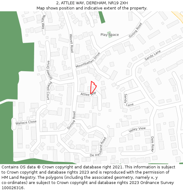2, ATTLEE WAY, DEREHAM, NR19 2XH: Location map and indicative extent of plot
