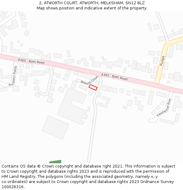 2, ATWORTH COURT, ATWORTH, MELKSHAM, SN12 8LZ: Location map and indicative extent of plot