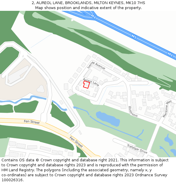 2, AUREOL LANE, BROOKLANDS, MILTON KEYNES, MK10 7HS: Location map and indicative extent of plot