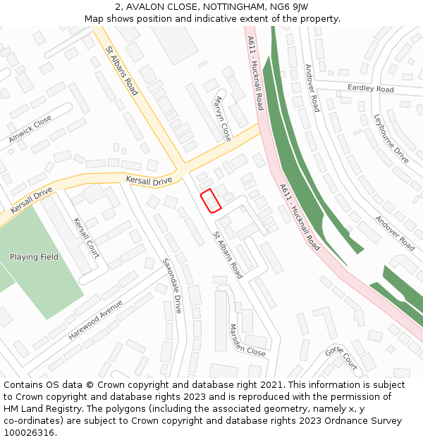 2, AVALON CLOSE, NOTTINGHAM, NG6 9JW: Location map and indicative extent of plot