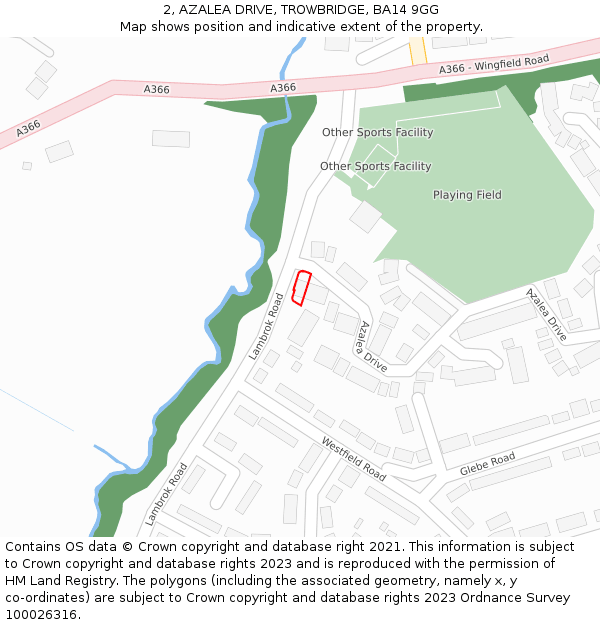 2, AZALEA DRIVE, TROWBRIDGE, BA14 9GG: Location map and indicative extent of plot