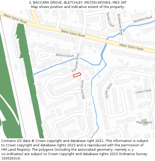 2, BACCARA GROVE, BLETCHLEY, MILTON KEYNES, MK2 3AT: Location map and indicative extent of plot