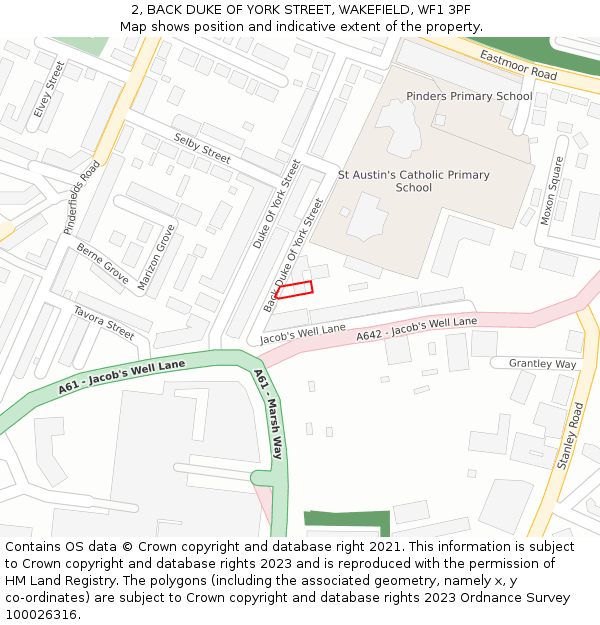 2, BACK DUKE OF YORK STREET, WAKEFIELD, WF1 3PF: Location map and indicative extent of plot