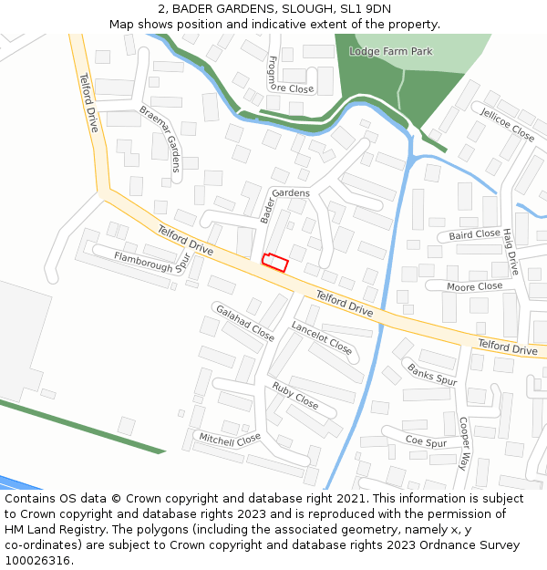 2, BADER GARDENS, SLOUGH, SL1 9DN: Location map and indicative extent of plot