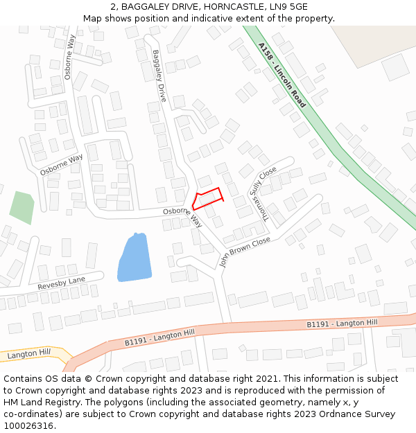 2, BAGGALEY DRIVE, HORNCASTLE, LN9 5GE: Location map and indicative extent of plot