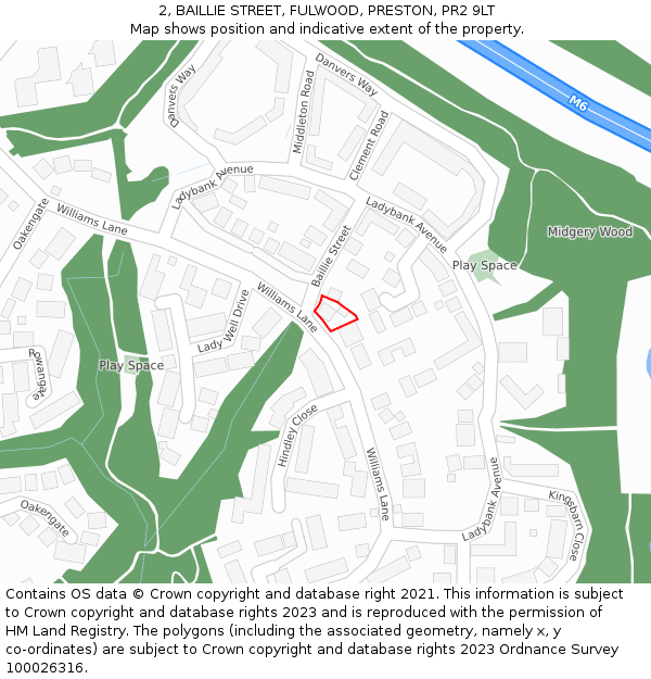 2, BAILLIE STREET, FULWOOD, PRESTON, PR2 9LT: Location map and indicative extent of plot