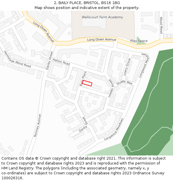 2, BAILY PLACE, BRISTOL, BS16 1BG: Location map and indicative extent of plot