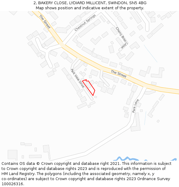 2, BAKERY CLOSE, LYDIARD MILLICENT, SWINDON, SN5 4BG: Location map and indicative extent of plot