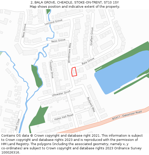 2, BALA GROVE, CHEADLE, STOKE-ON-TRENT, ST10 1SY: Location map and indicative extent of plot