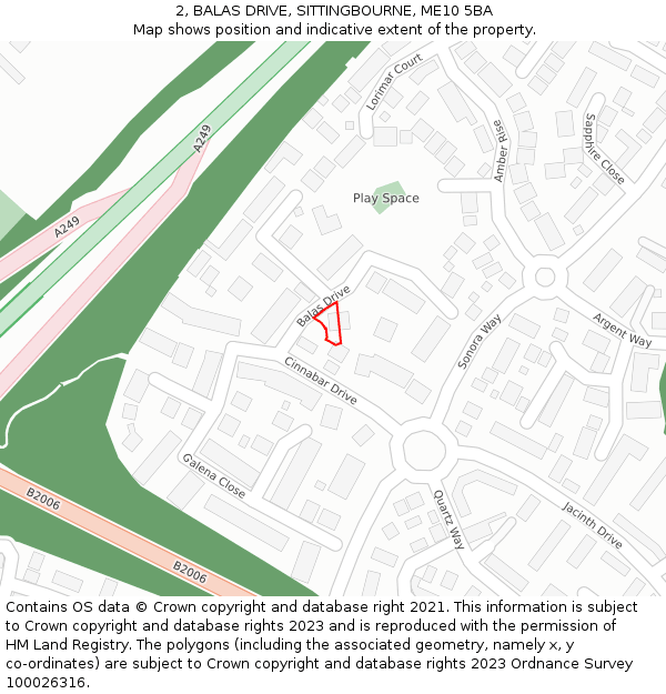 2, BALAS DRIVE, SITTINGBOURNE, ME10 5BA: Location map and indicative extent of plot