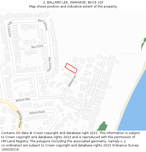 2, BALLARD LEE, SWANAGE, BH19 1QY: Location map and indicative extent of plot