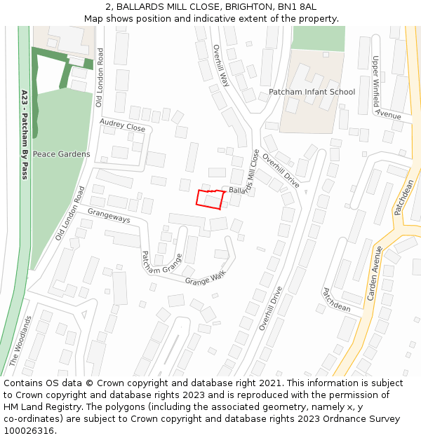 2, BALLARDS MILL CLOSE, BRIGHTON, BN1 8AL: Location map and indicative extent of plot