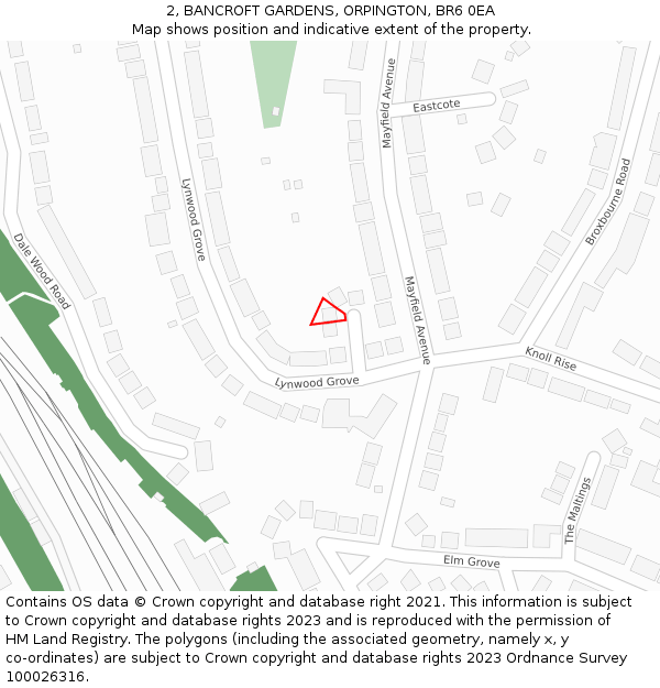 2, BANCROFT GARDENS, ORPINGTON, BR6 0EA: Location map and indicative extent of plot