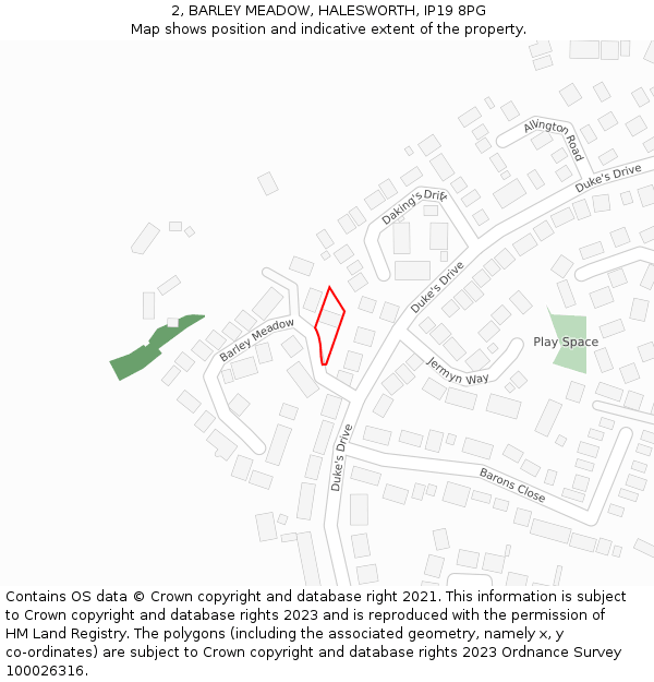 2, BARLEY MEADOW, HALESWORTH, IP19 8PG: Location map and indicative extent of plot