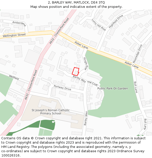 2, BARLEY WAY, MATLOCK, DE4 3TQ: Location map and indicative extent of plot