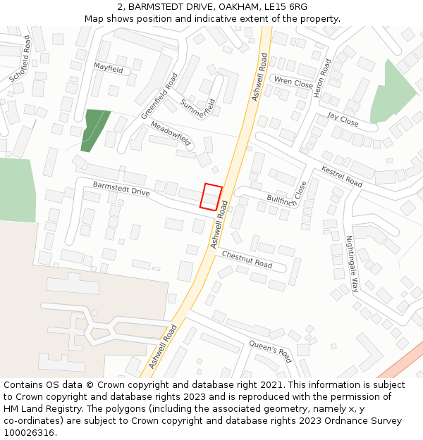 2, BARMSTEDT DRIVE, OAKHAM, LE15 6RG: Location map and indicative extent of plot