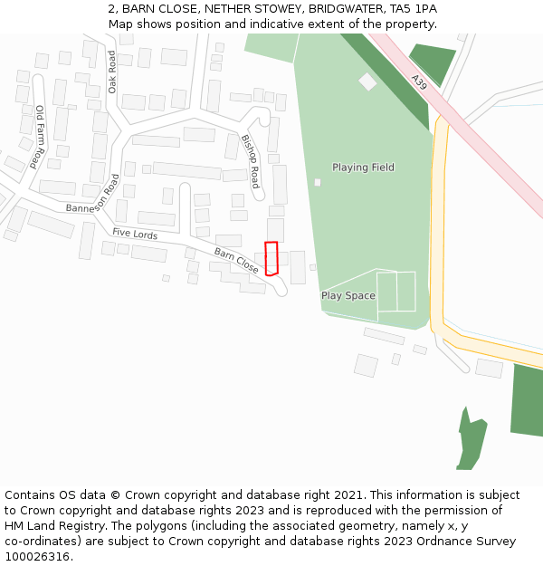 2, BARN CLOSE, NETHER STOWEY, BRIDGWATER, TA5 1PA: Location map and indicative extent of plot