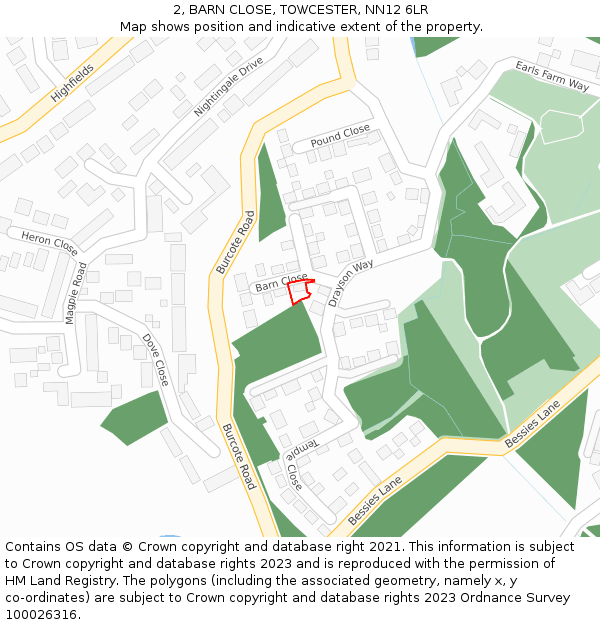 2, BARN CLOSE, TOWCESTER, NN12 6LR: Location map and indicative extent of plot