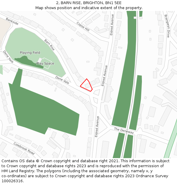 2, BARN RISE, BRIGHTON, BN1 5EE: Location map and indicative extent of plot