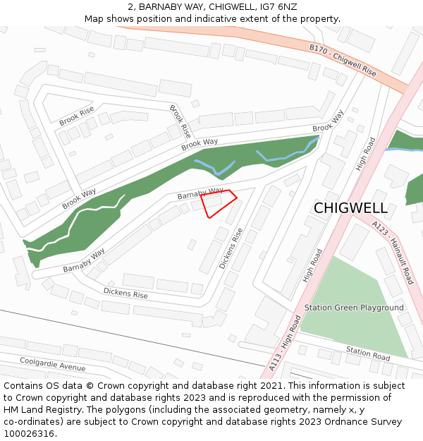 2, BARNABY WAY, CHIGWELL, IG7 6NZ: Location map and indicative extent of plot