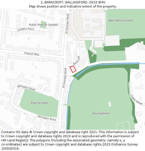 2, BARNCROFT, WALLINGFORD, OX10 8HN: Location map and indicative extent of plot