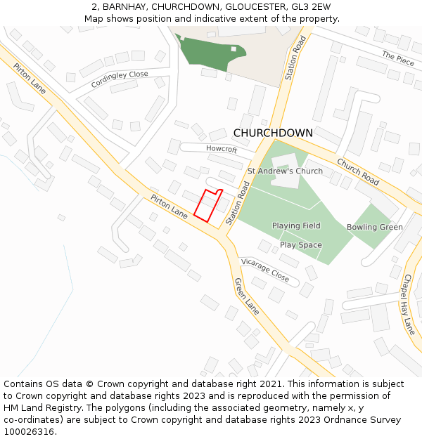 2, BARNHAY, CHURCHDOWN, GLOUCESTER, GL3 2EW: Location map and indicative extent of plot