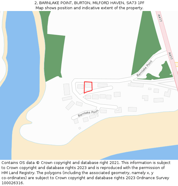 2, BARNLAKE POINT, BURTON, MILFORD HAVEN, SA73 1PF: Location map and indicative extent of plot