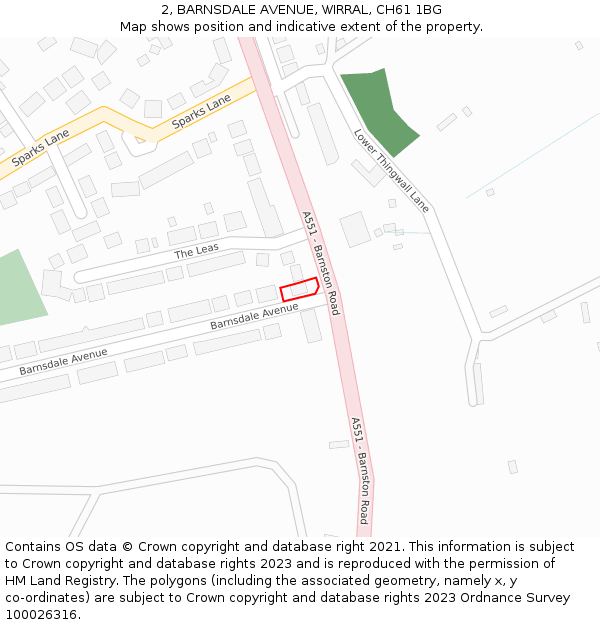 2, BARNSDALE AVENUE, WIRRAL, CH61 1BG: Location map and indicative extent of plot