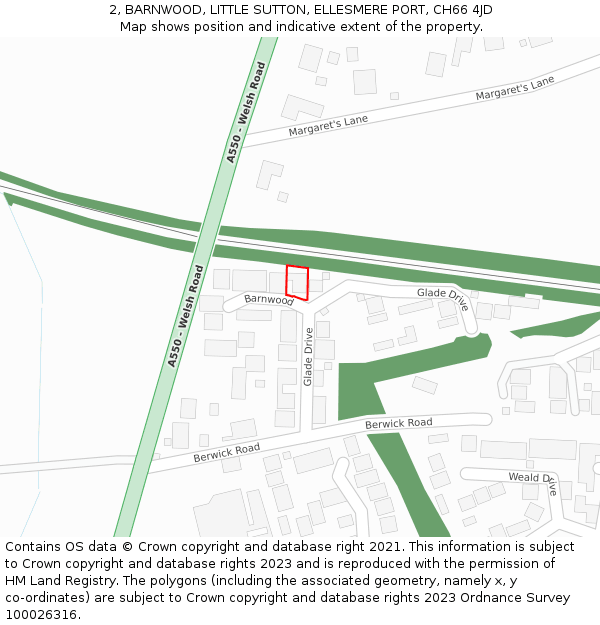 2, BARNWOOD, LITTLE SUTTON, ELLESMERE PORT, CH66 4JD: Location map and indicative extent of plot