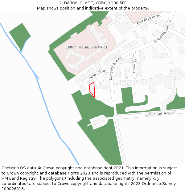 2, BARON GLADE, YORK, YO30 5FF: Location map and indicative extent of plot