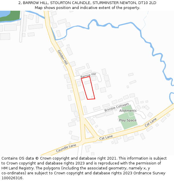 2, BARROW HILL, STOURTON CAUNDLE, STURMINSTER NEWTON, DT10 2LD: Location map and indicative extent of plot