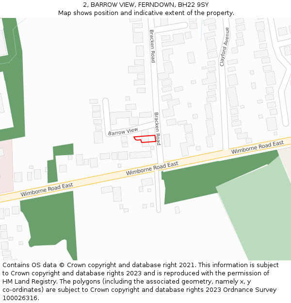 2, BARROW VIEW, FERNDOWN, BH22 9SY: Location map and indicative extent of plot