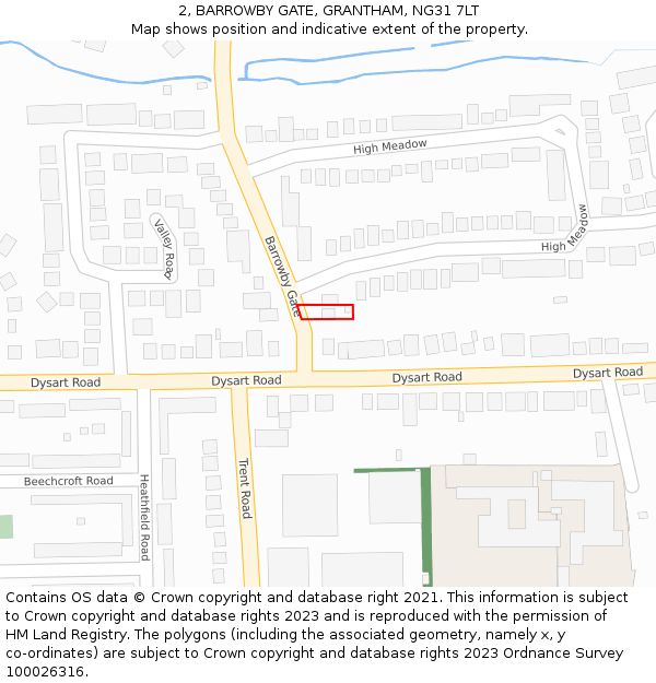 2, BARROWBY GATE, GRANTHAM, NG31 7LT: Location map and indicative extent of plot