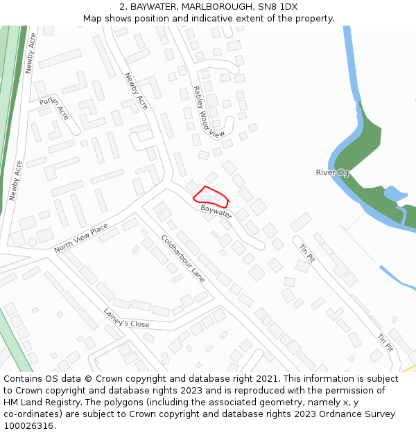 2, BAYWATER, MARLBOROUGH, SN8 1DX: Location map and indicative extent of plot