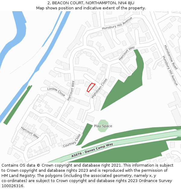 2, BEACON COURT, NORTHAMPTON, NN4 8JU: Location map and indicative extent of plot