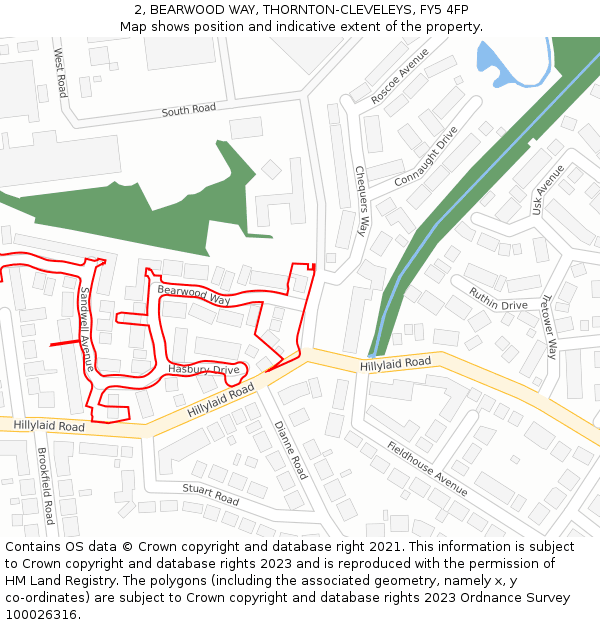 2, BEARWOOD WAY, THORNTON-CLEVELEYS, FY5 4FP: Location map and indicative extent of plot