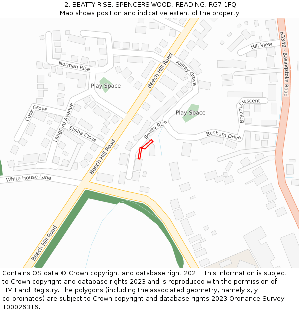 2, BEATTY RISE, SPENCERS WOOD, READING, RG7 1FQ: Location map and indicative extent of plot