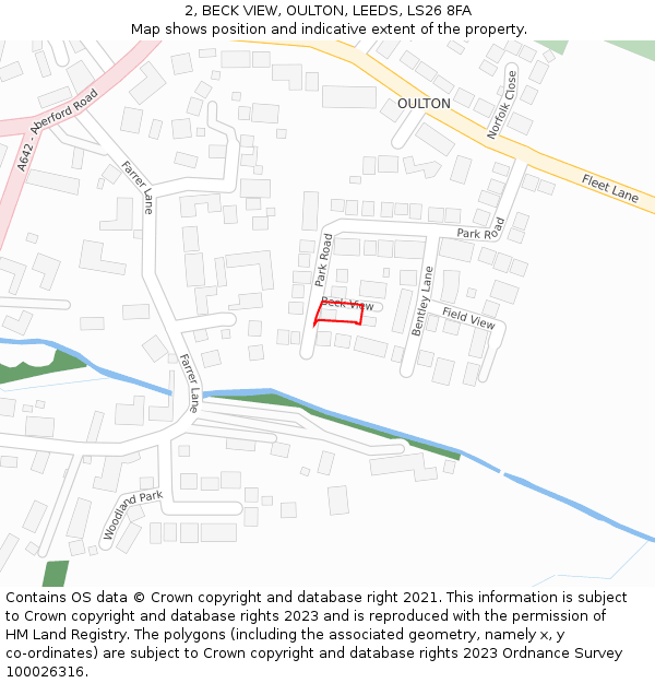 2, BECK VIEW, OULTON, LEEDS, LS26 8FA: Location map and indicative extent of plot