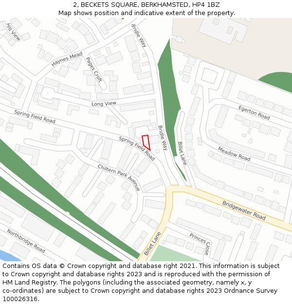 2, BECKETS SQUARE, BERKHAMSTED, HP4 1BZ: Location map and indicative extent of plot