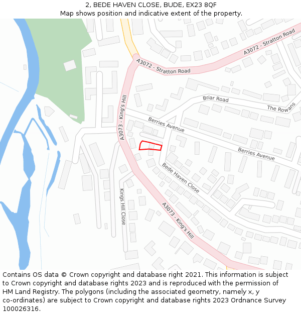 2, BEDE HAVEN CLOSE, BUDE, EX23 8QF: Location map and indicative extent of plot