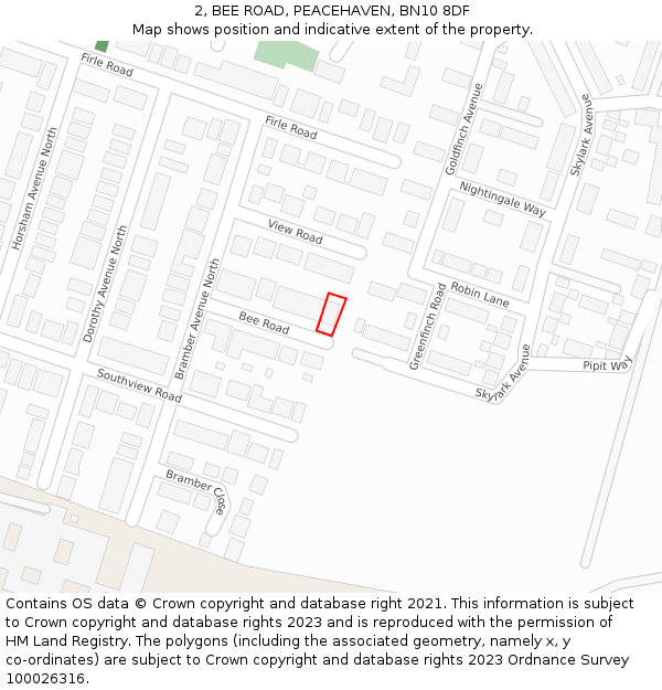 2, BEE ROAD, PEACEHAVEN, BN10 8DF: Location map and indicative extent of plot