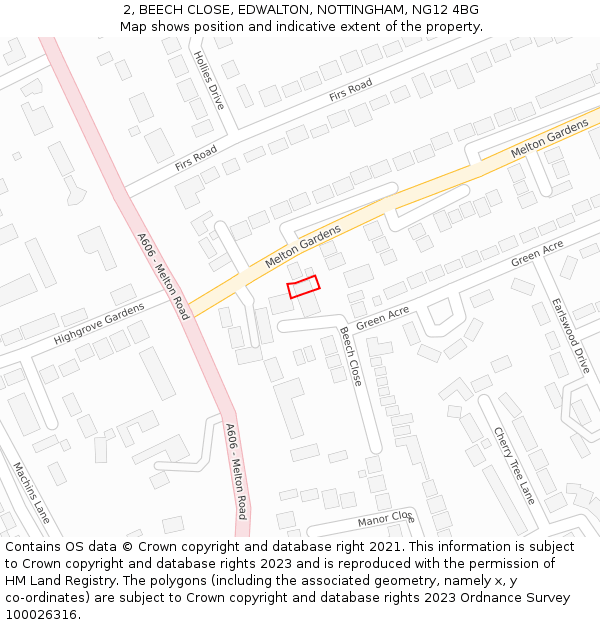 2, BEECH CLOSE, EDWALTON, NOTTINGHAM, NG12 4BG: Location map and indicative extent of plot